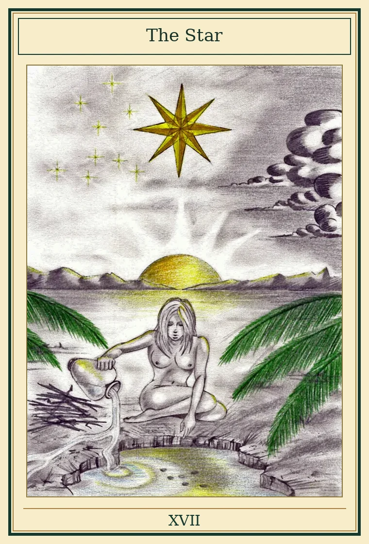 The Star shown as a complete card with original illustration by Wayne McGuire